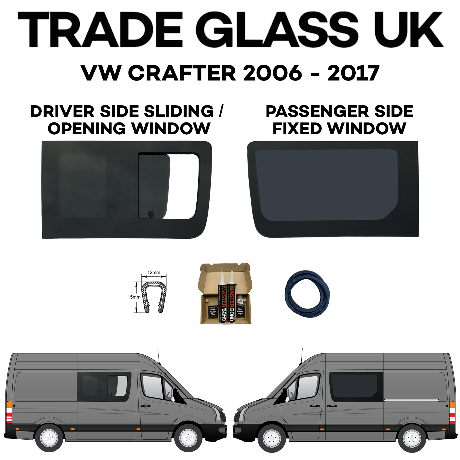 vw crafter old shape 2006 2017 passenger fixed sliding windows
