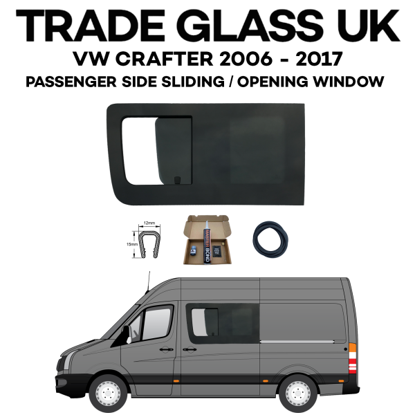 trade glass uk vw crafter old shape 2006 2017 sliding window passenger