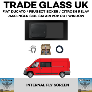 trade glass uk fiat ducato citroen relay peugeot boxer small pop out window passenger built in fly screen bug screens