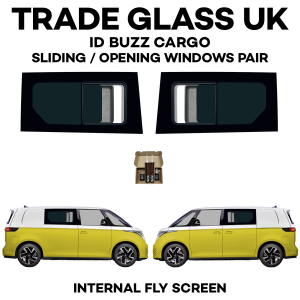 trade glass uk vw id buzz cargo passenger driver both sliding windows fly screen