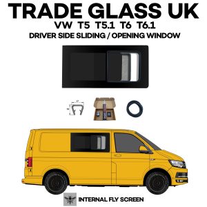 trade glass uk vw t5 t5.1 t6 t6.1 driver sliding window fly bug screen