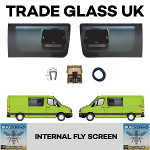 trade glass uk vw sprinter mercedes crafter mwb lwb 2006 2017 old pop out window passenger driver both built in fly screen bug screens