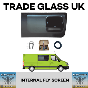trade glass uk vw sprinter mercedes crafter mwb lwb 2006 2017 old pop out window driver built in fly screen bug screens
