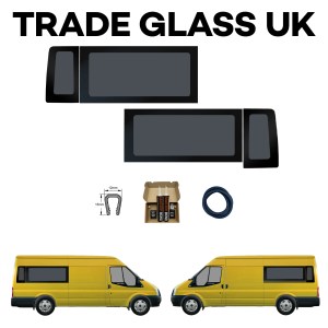 trade glass uk ford transit mk6 mk7 t16 long wheel base lwb middle and rear quarter windows set