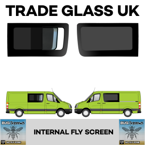 trade glass uk vw crafter 2006 2017 mwb lwb xlwb passenger fixed driver sliding windows fly screen bug screens